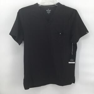 Beyond Scrubs Mens Alpha One Pocket Scrub Top Black Small S VNeck Nursing Medic